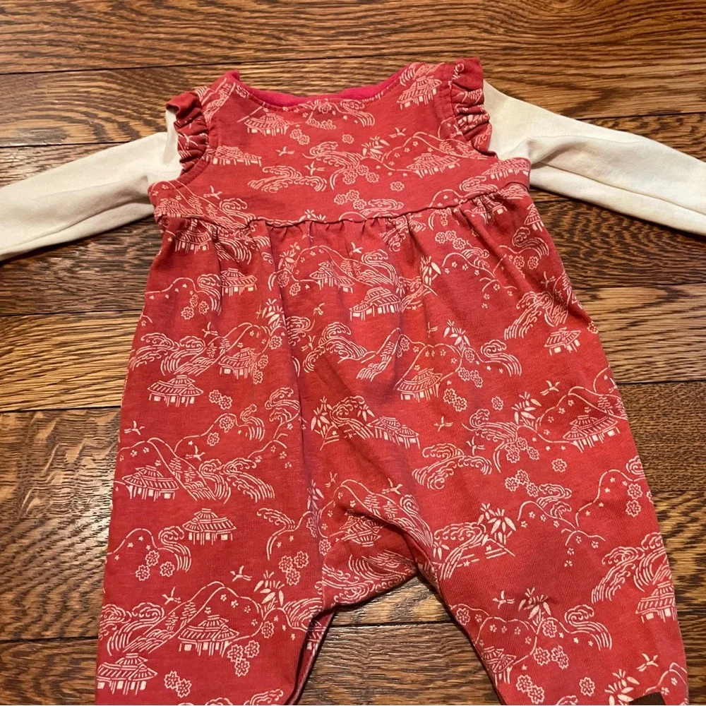 Tea Collection Red Asian Print Cotton Romper Size 0-3 Months